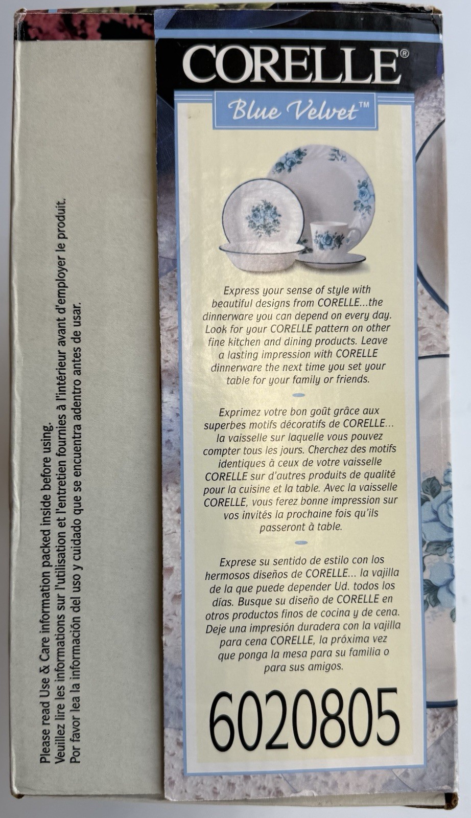 Corelle By Corning Blue Velvet Dinnerware 20-Piece Set Service For 4