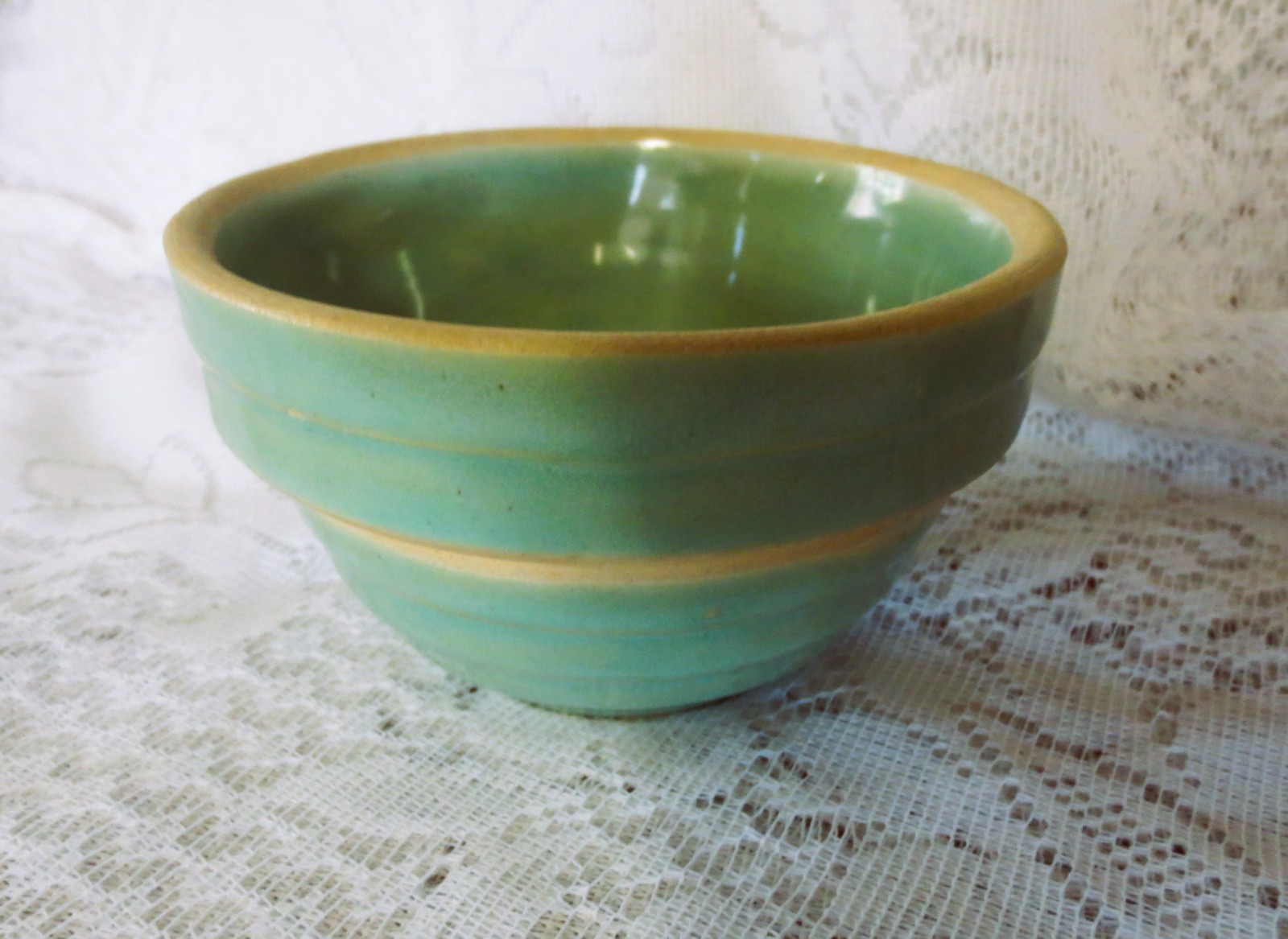 5″x3″ BOWL Ceramic Pottery MUTED GREEN Vintage Brooklyn New York Studio 5IN USA