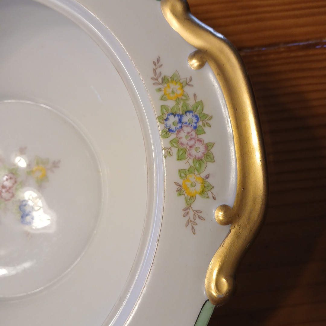 Vintage Covered Dish Made In Japan Mint Green Pink Blue Flowers No Chips Or Cra