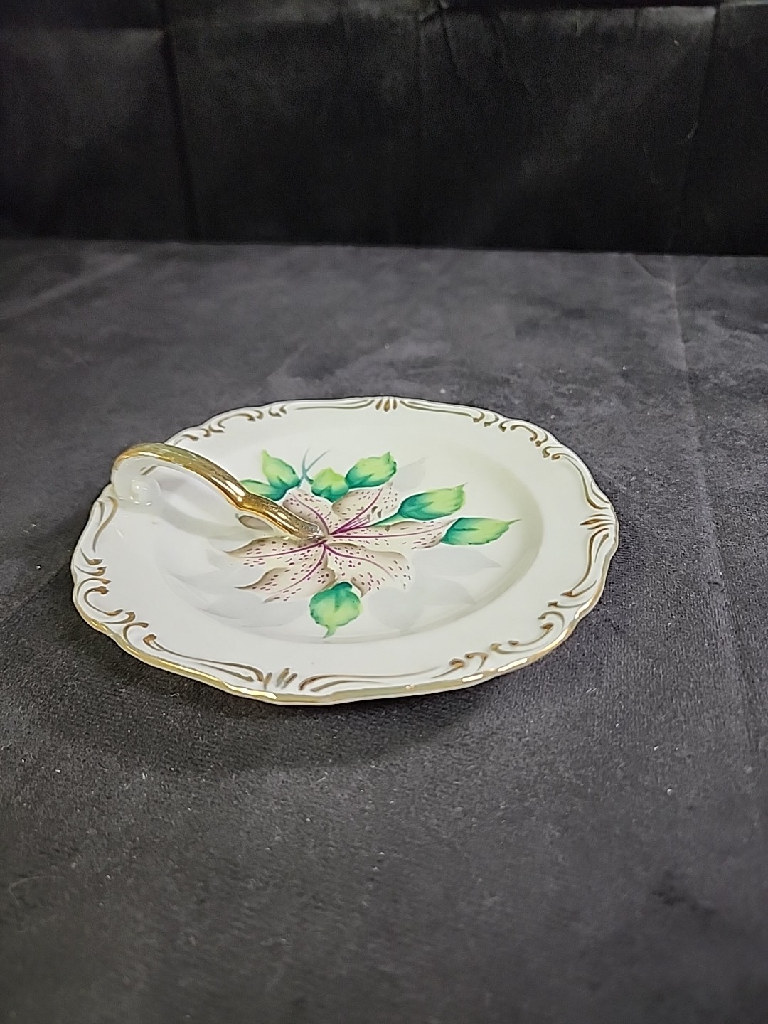 Vintage Rossetti Hand Painted Flower Plate w/Handle Made in Occupied Japan
