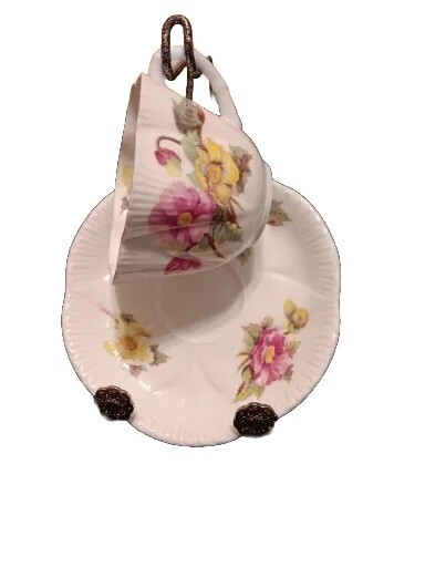Cup and Saucer SHELLEY, ENGLAND: BEGONIA BONE CHINA 2 piece cup and saucer set