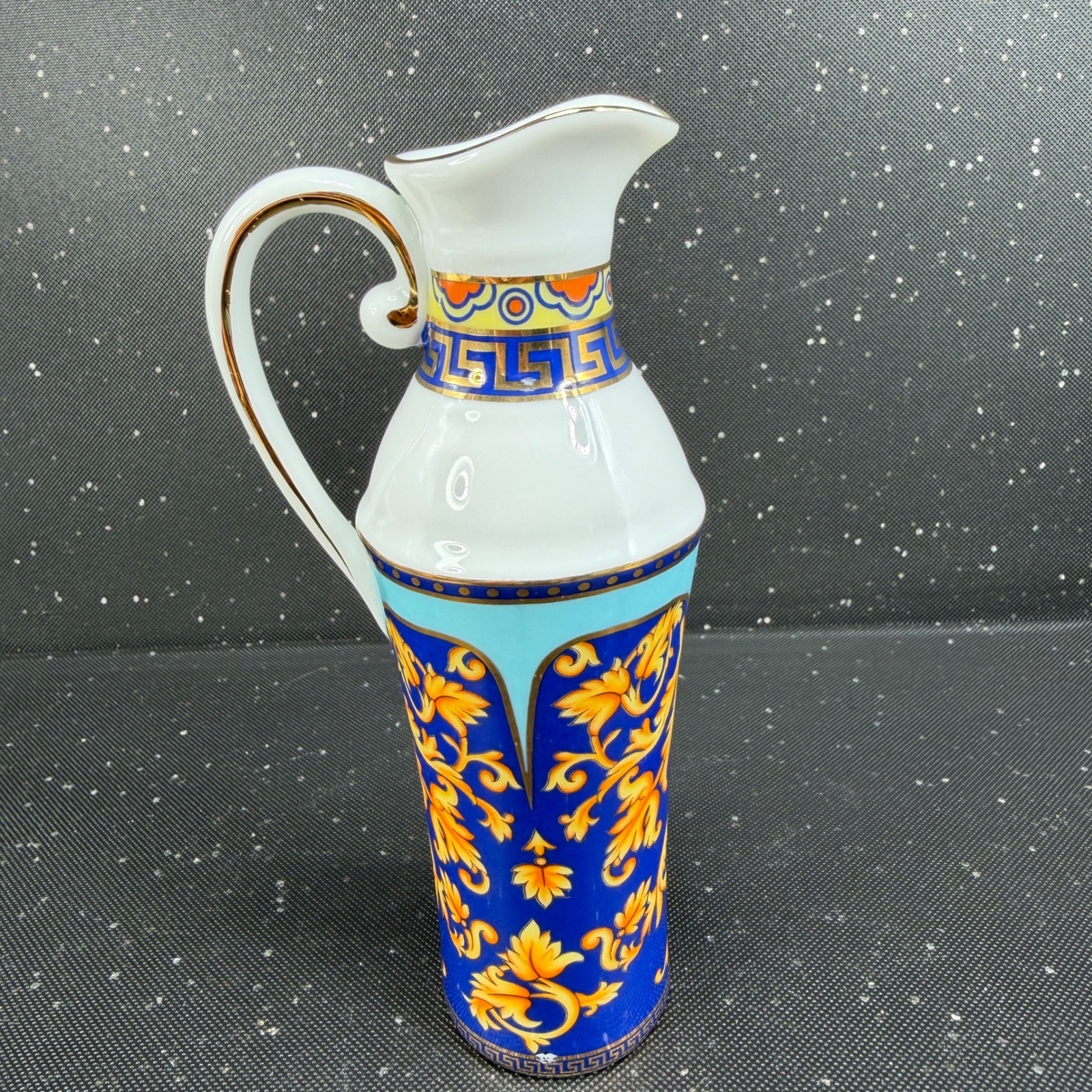 Limoges Casa Elite Bacchus God of Wine Cruet Set 2 Porcelain Jars Blue Gold