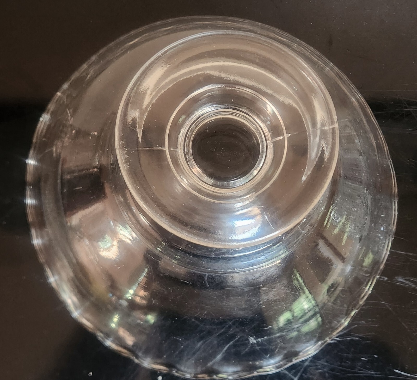 Vintage Clear Glass Pedestal Bowl; 7.5″ diameter; 3.75″ height