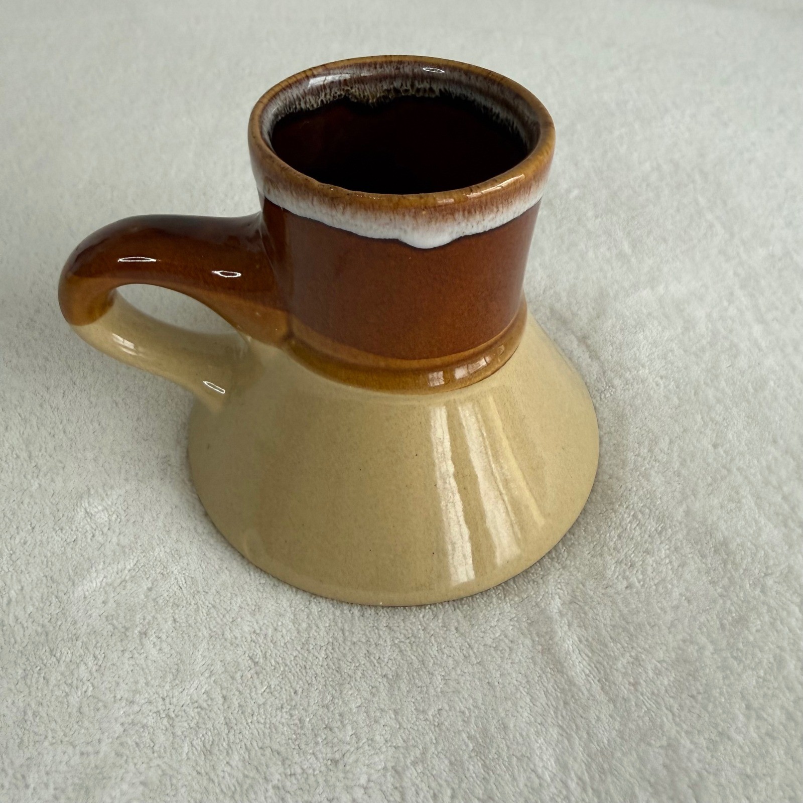 Vintage Brown Drip Glaze No Spill Travel Wide Bottom Ceramic Pottery Coffee Mug