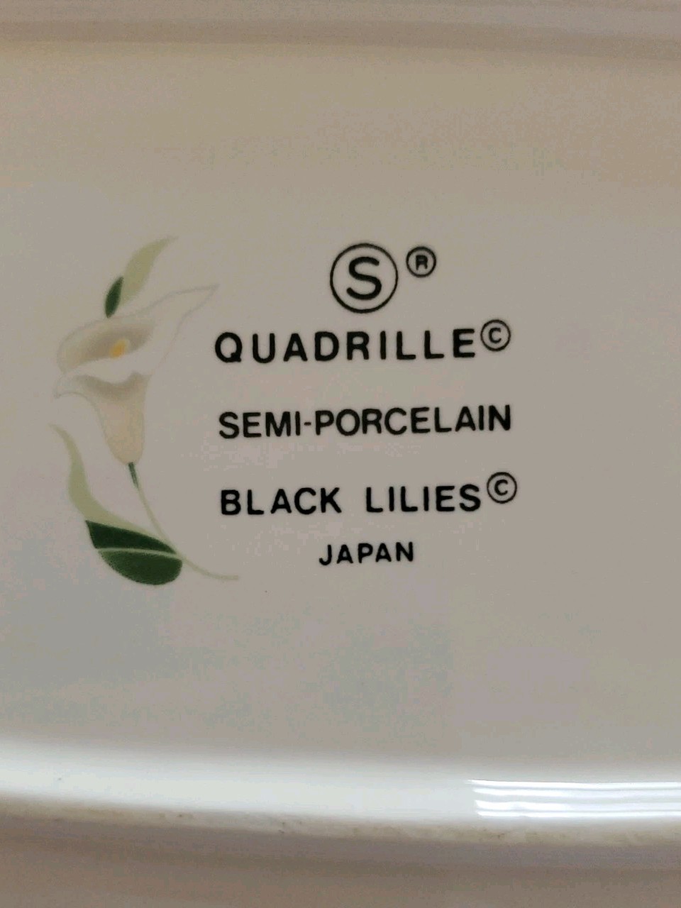 Sango Black Lilies Quadrille Covered Butter Salt Pepper Set 1984-1994 Scarce Lot