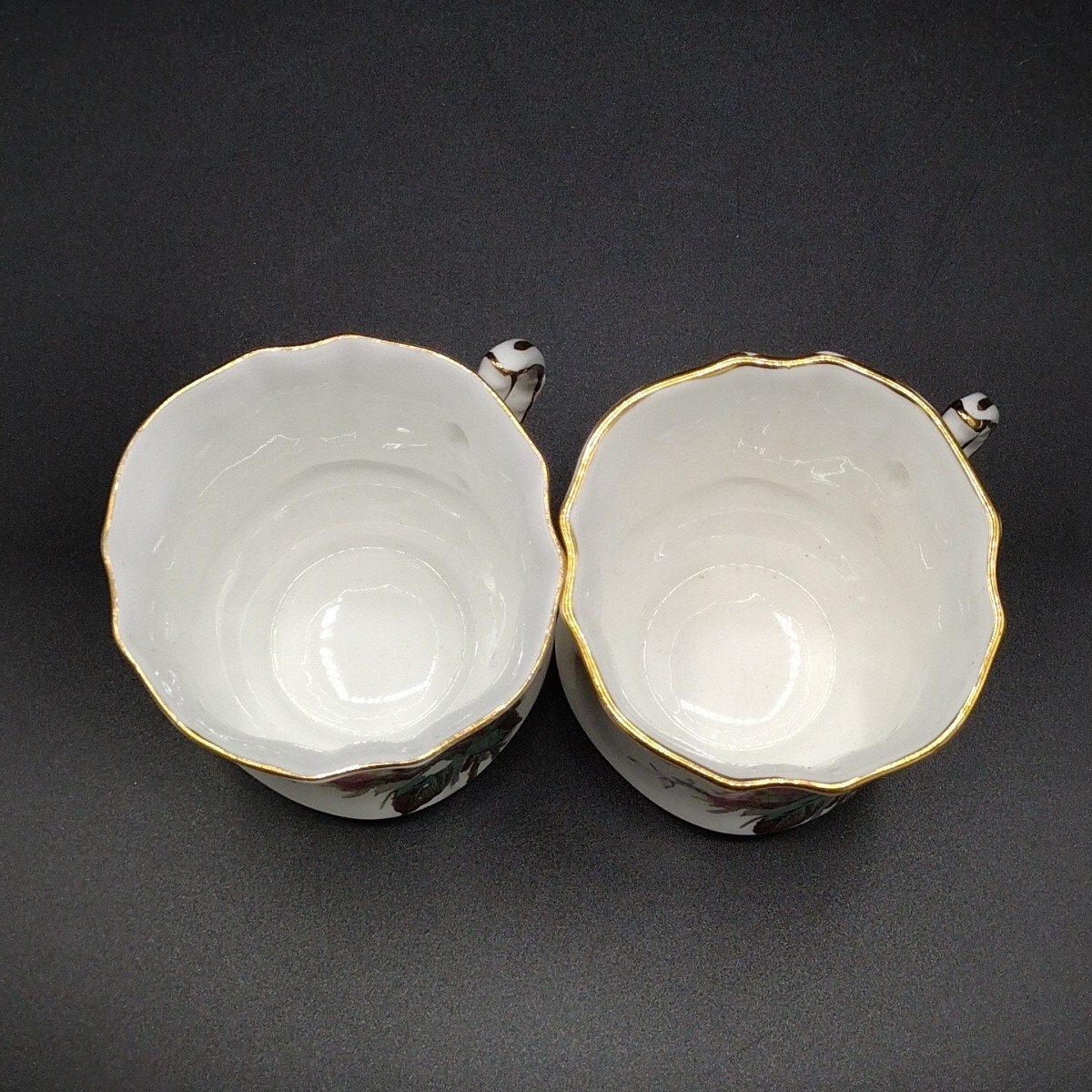 VTG Hammersley Bone China Grand Mother’s Rose Coffee Pot & 2 Flat Cups Gold Trim