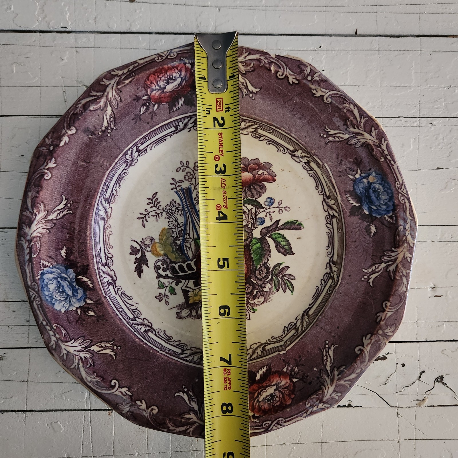 C. Wooliscroft Excelsior Ceramic Floral Plate, Purple Multicolor, 8in Round