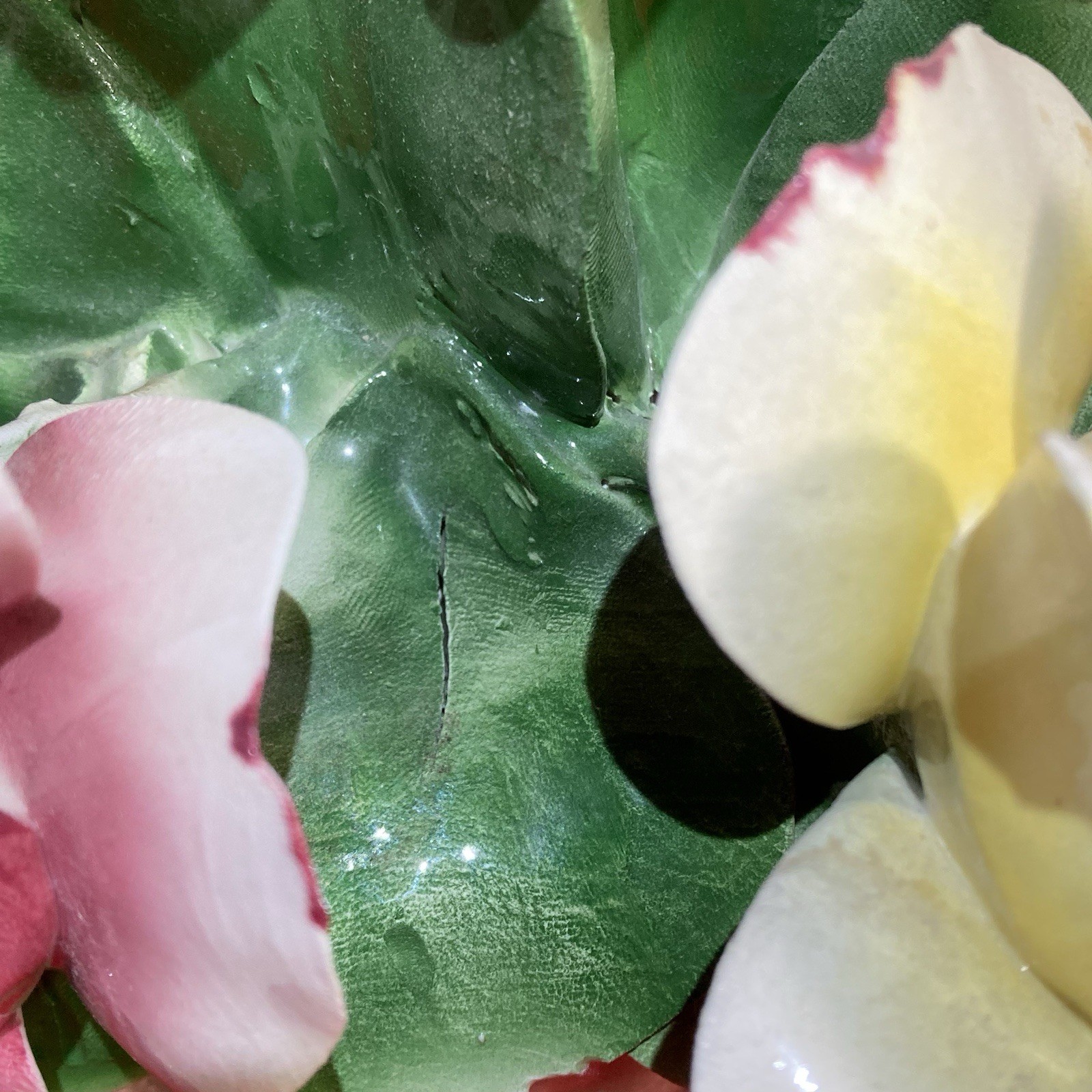 Vintage Capodimonte Hand Formed Floral Centerpiece / Made in Italy Ceramic Lg