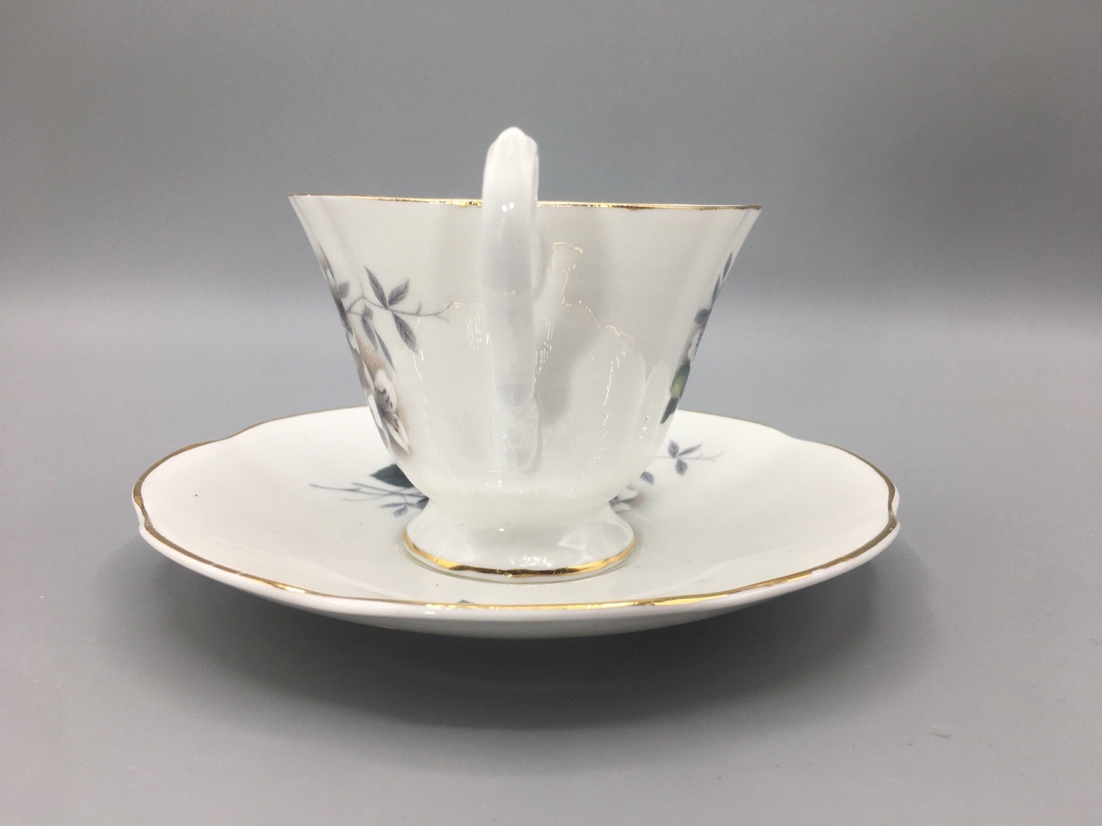 Wildflower Royal Dover Bone China White Floral Teacup & Saucer Vintage England