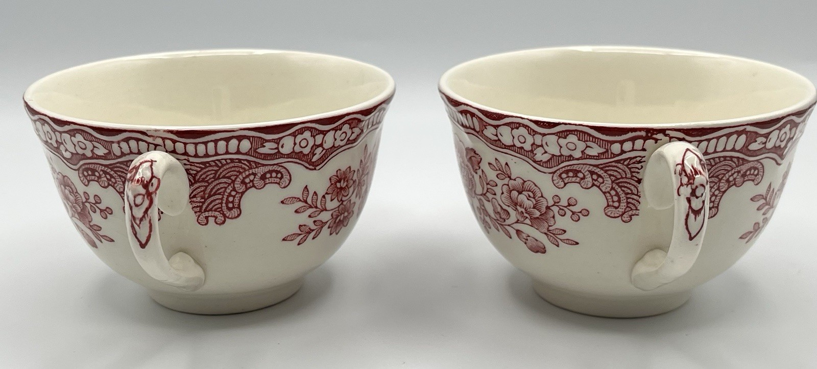 Crown Ducal Bristol Pink Scalloped Edge Tea Cup and Saucer Vintage 1930s