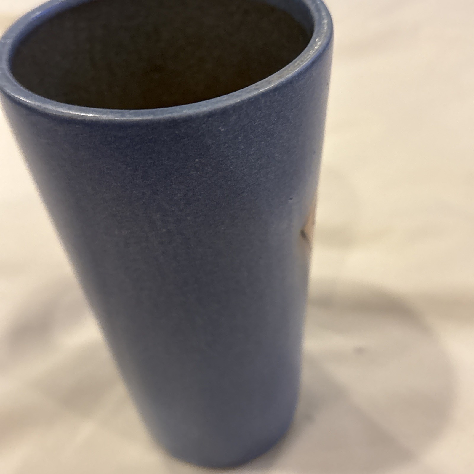 Studio Art Pottery Signed Blue Fish Coffee Tea Mug Handmade 5.7” Tall