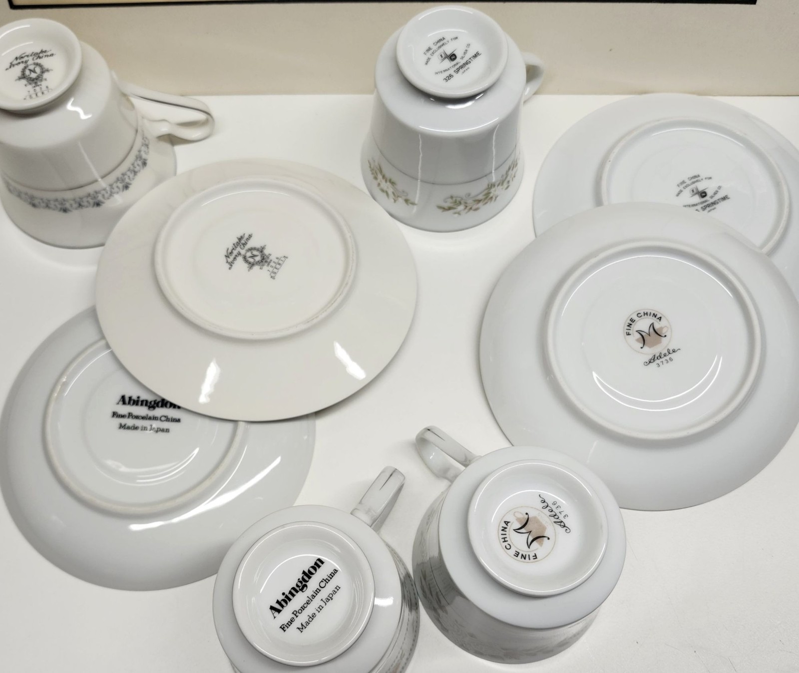 Mismatched China Tea Cups & Saucers Soft Floral Designs 4 Sets