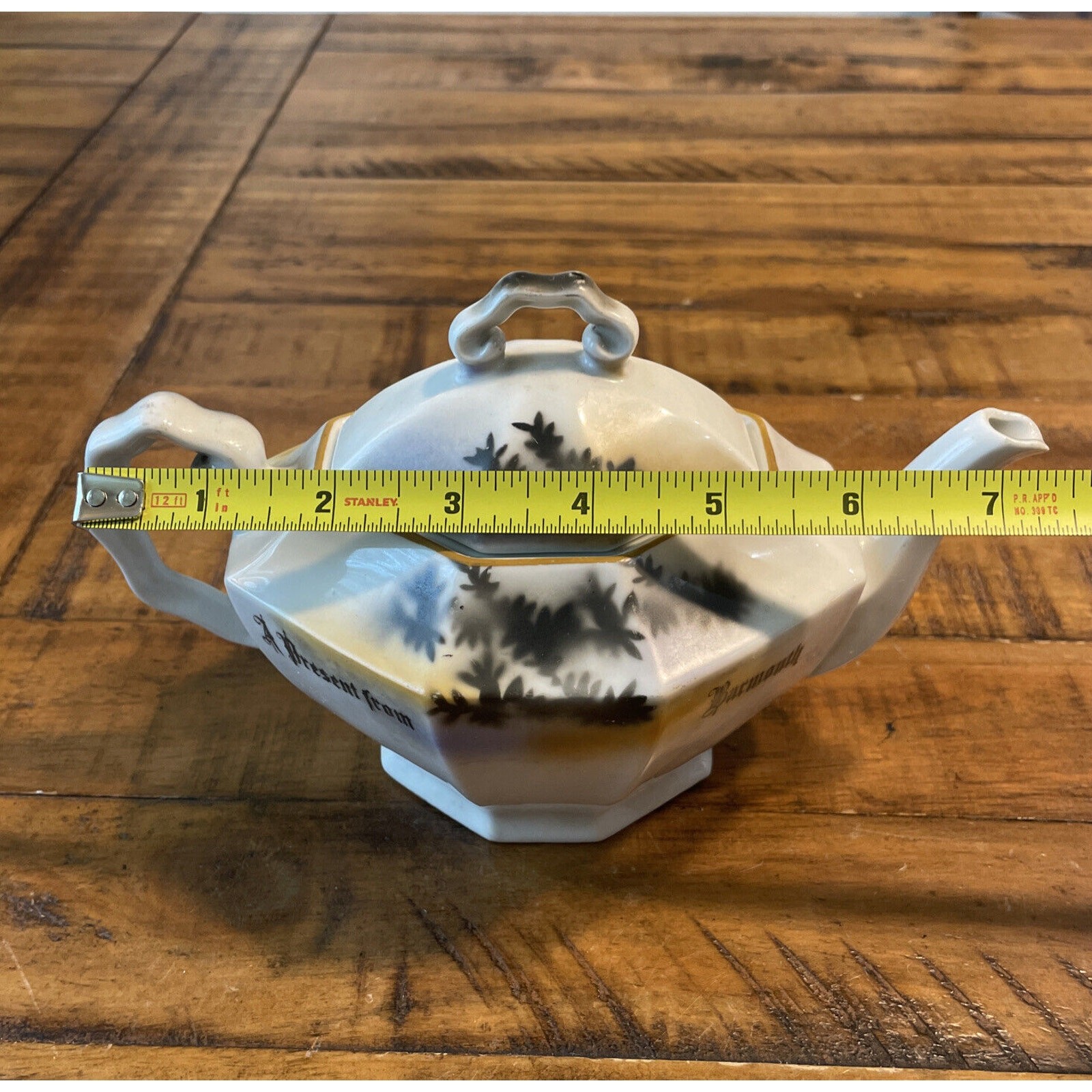 VTG TEAPOT 2 cups. Souvenir ART DECO“A present from Barmouth” ME Baveria