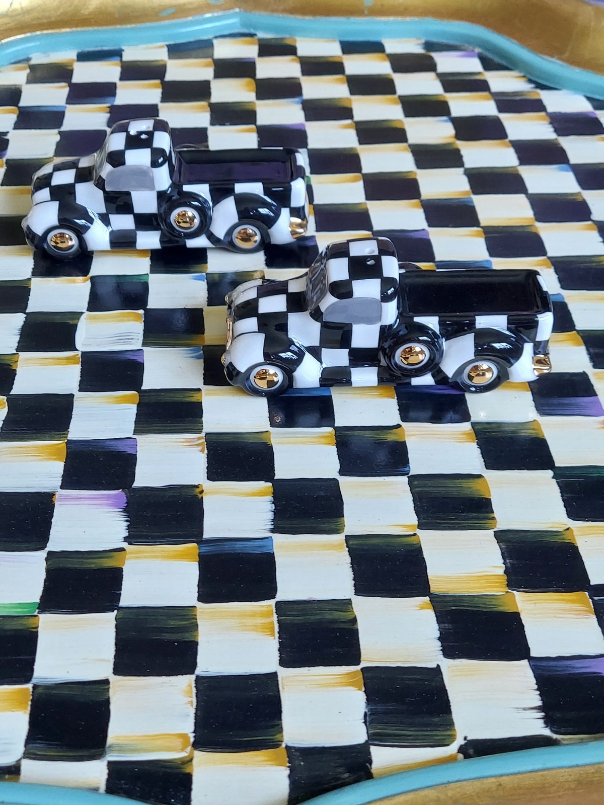 MacKenzie-Childs Courtly Truck Salt And Pepper Shakers