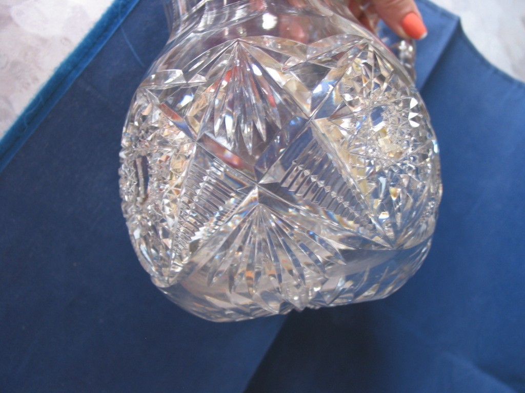ABP Antique American Brilliant Cut Glass Jug Pitcher Great Condion 7.5 inches Ht