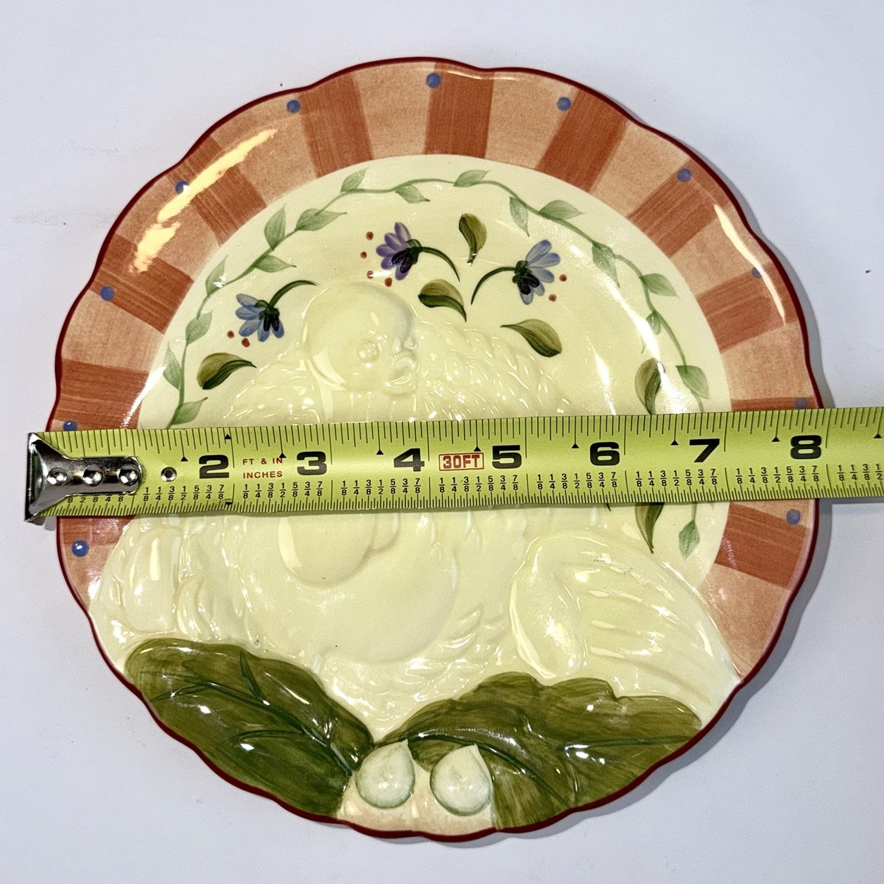 Pfaltzgraff Napoli Turkey Buffet Plate 8” Embossed Thanksgiving Harvest Floral
