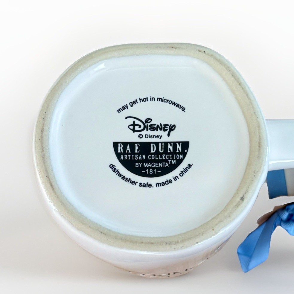 NWT RAE DUNN DISNEY ALICE IN WONDERLAND Double-Sided Ceramic Mug White/Blue Y2K