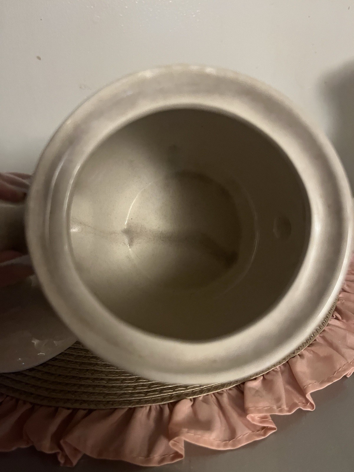Vintage 1988 WBI ceramic teapot with country geese motif blue/pink ribbons