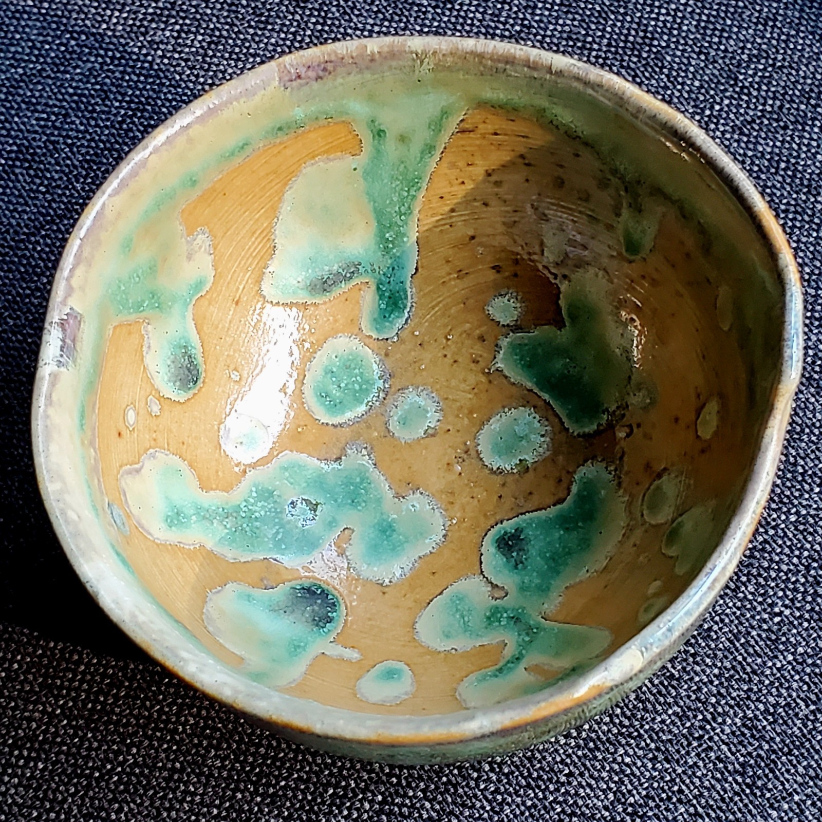 Studio Pottery Green Drip Glaze Small Contemporary Bowl
