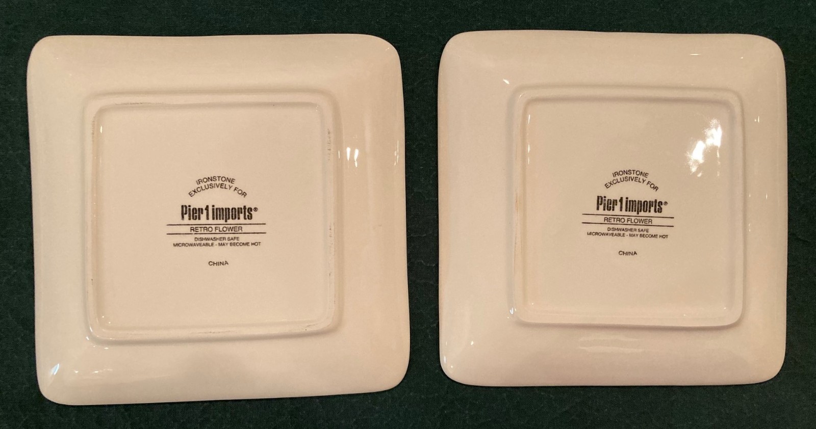 Lot of 2 Cute Bright & Colorful Pier 1 Retro Flower Square 6″ Dessert Plates