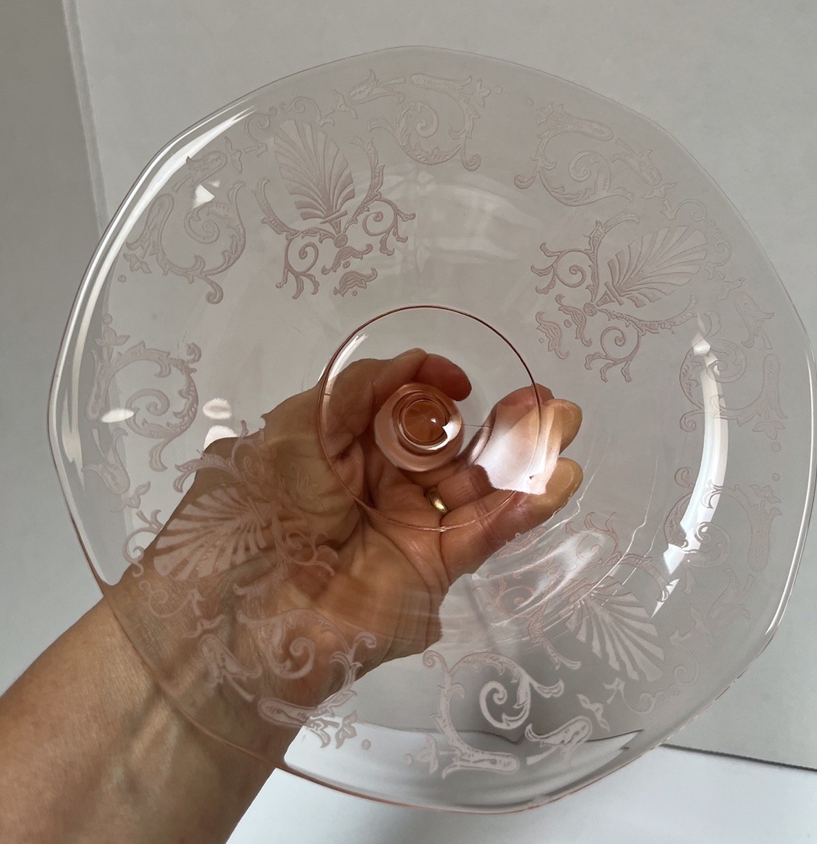 Fostoria Glass VERSAILLES Pink 6 1/2″ Tall Compote.