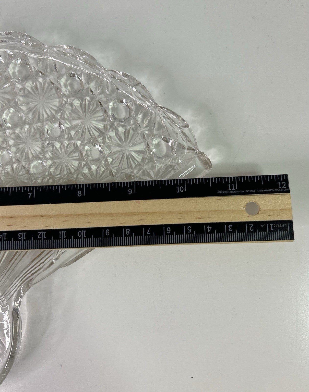 4 Vintage Anchor Hocking Daisy & Button Clear Glass Fan Snack Plates Trays 10.5″