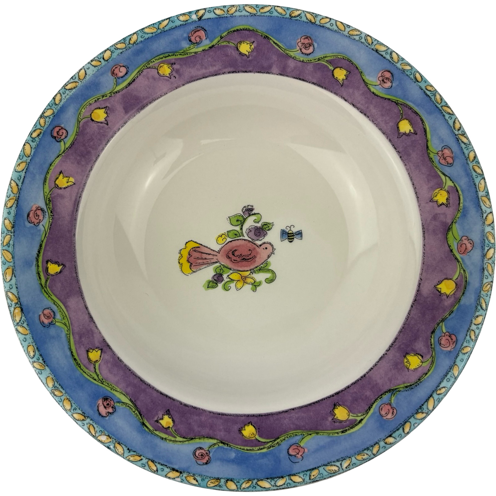 Sango Birds and the Bees Soup Bowls Set of 2 VTG 8 3/4″ Sue Zipkin Stoneware