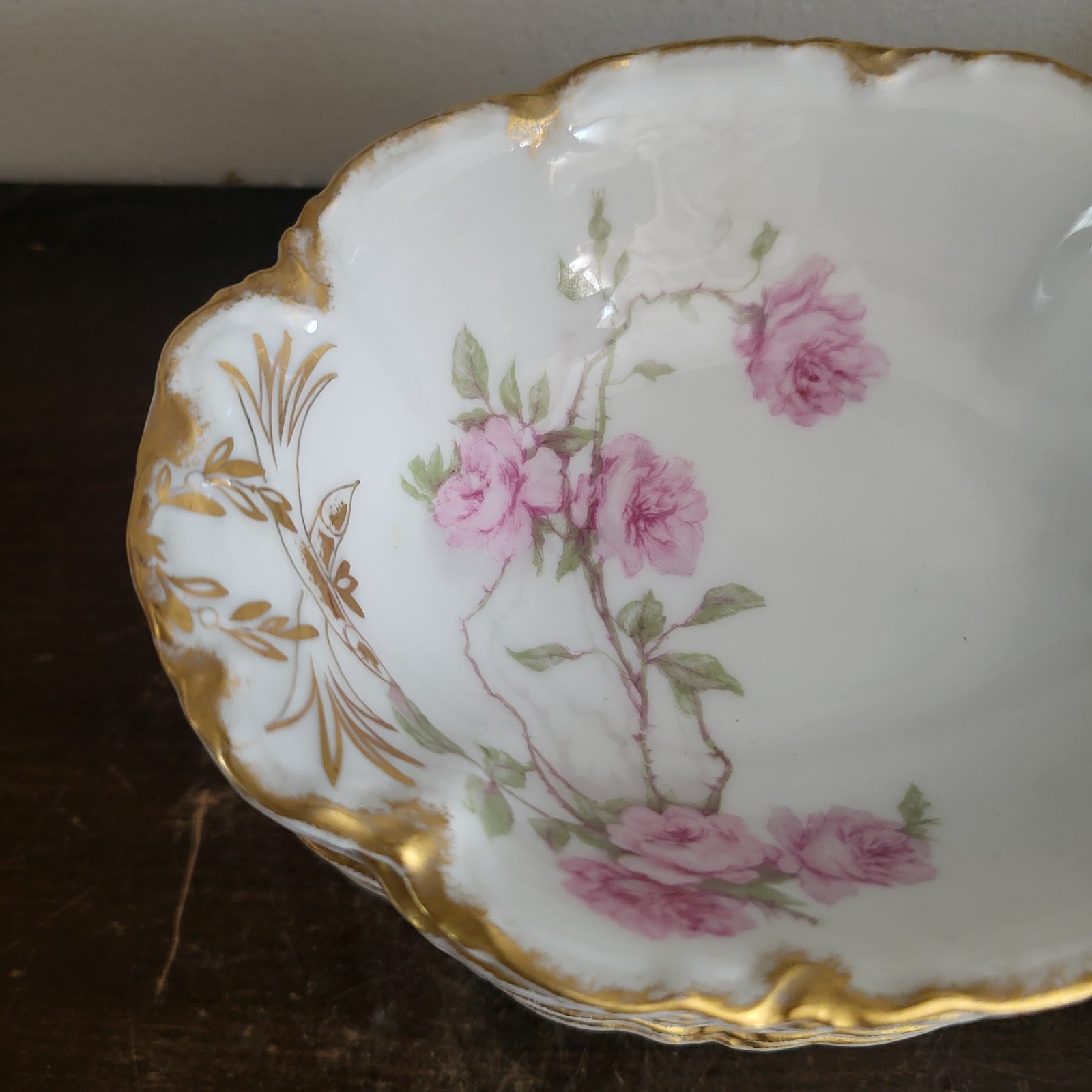 Haviland Limoges France Schleiger Baltimore Rose Set Of 6 Oval Dessert Bowl