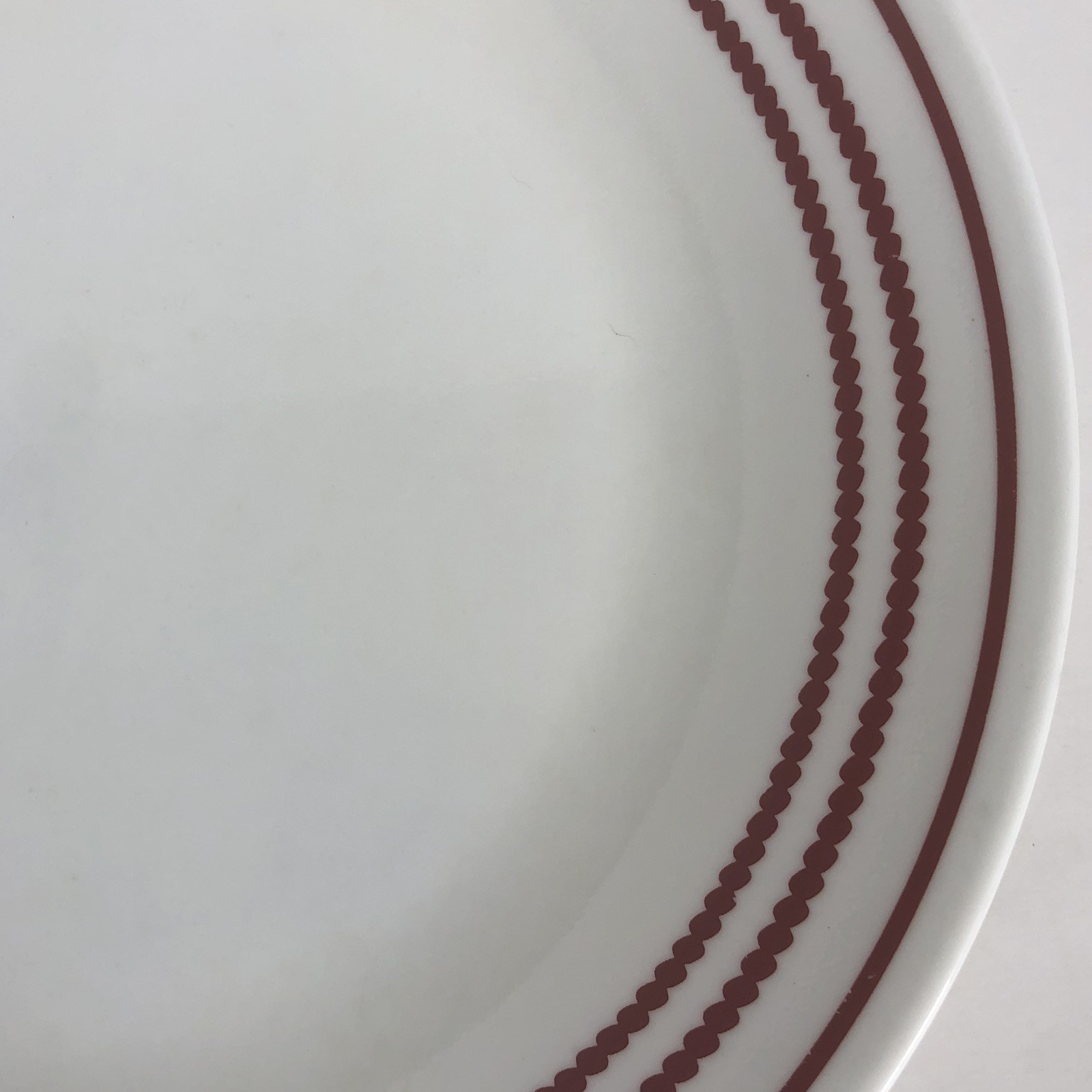 Corelle Corning Ruby Red Stripe Dinner Plate 10.25″ USA White Red Bands On Rim