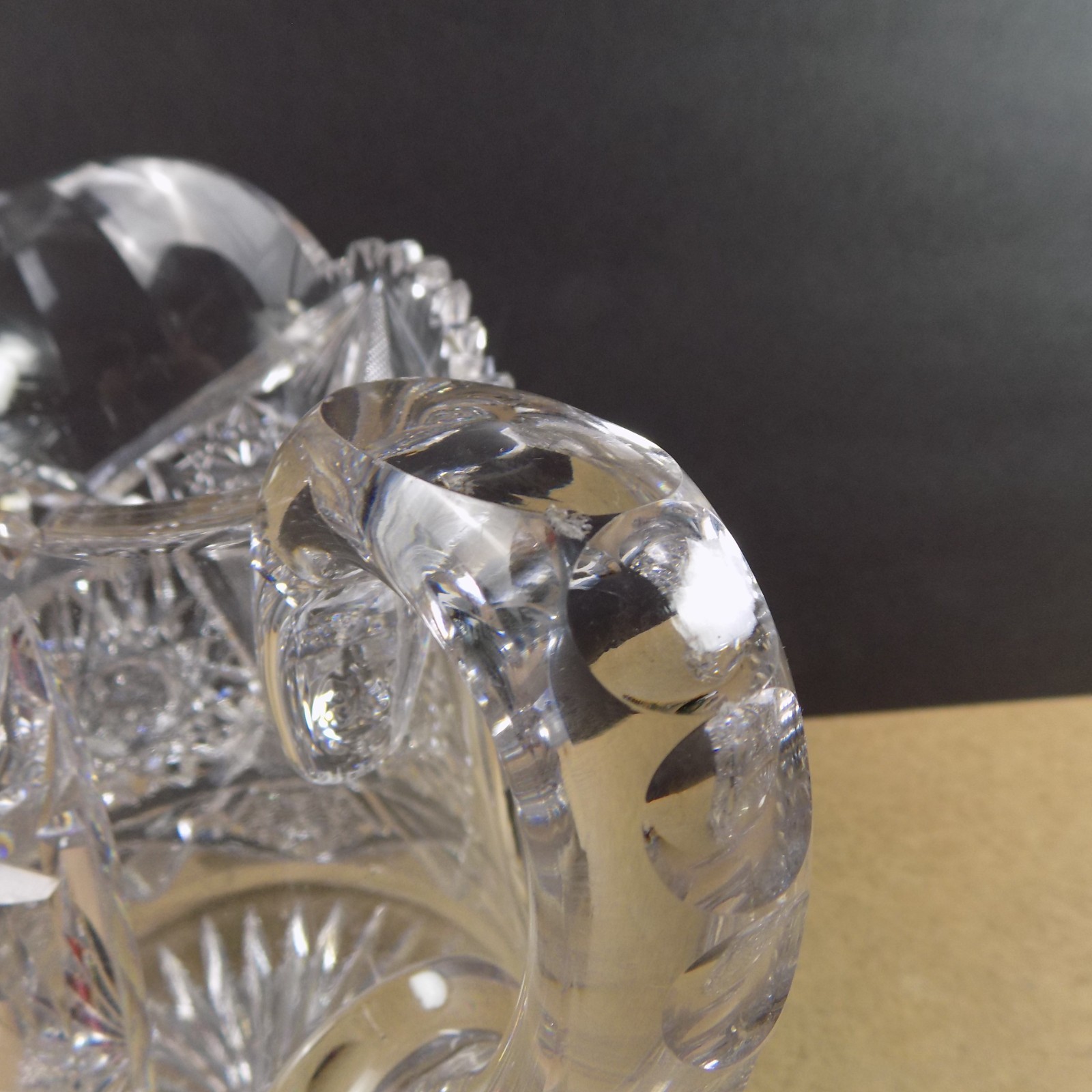 Antique American Brilliant Cut Glass Pitcher Hobstars VGC 8.25″ Tall Beauty!