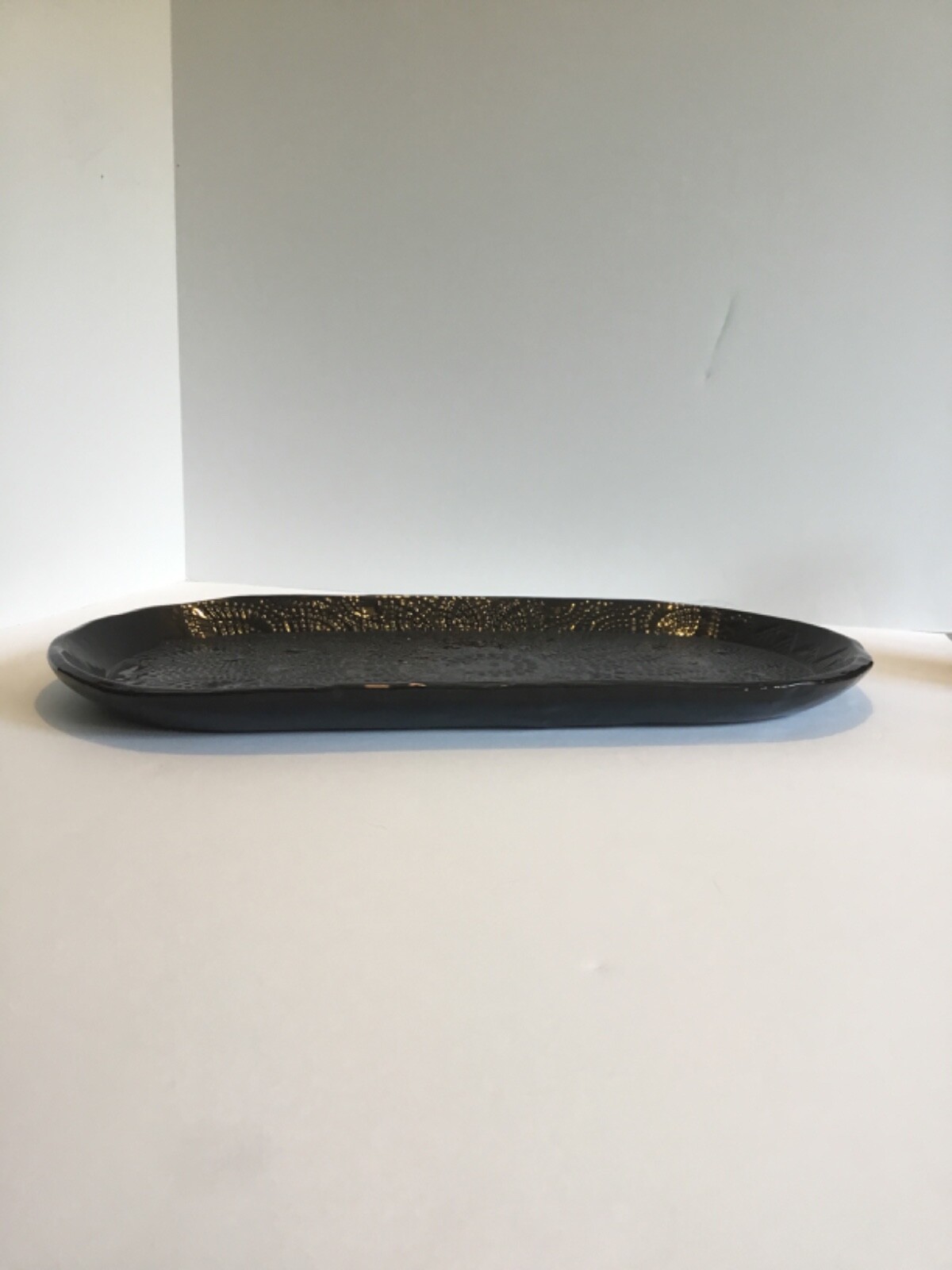 Platter Tray ceramic large pottery shiny black food microwave dishwasher safe