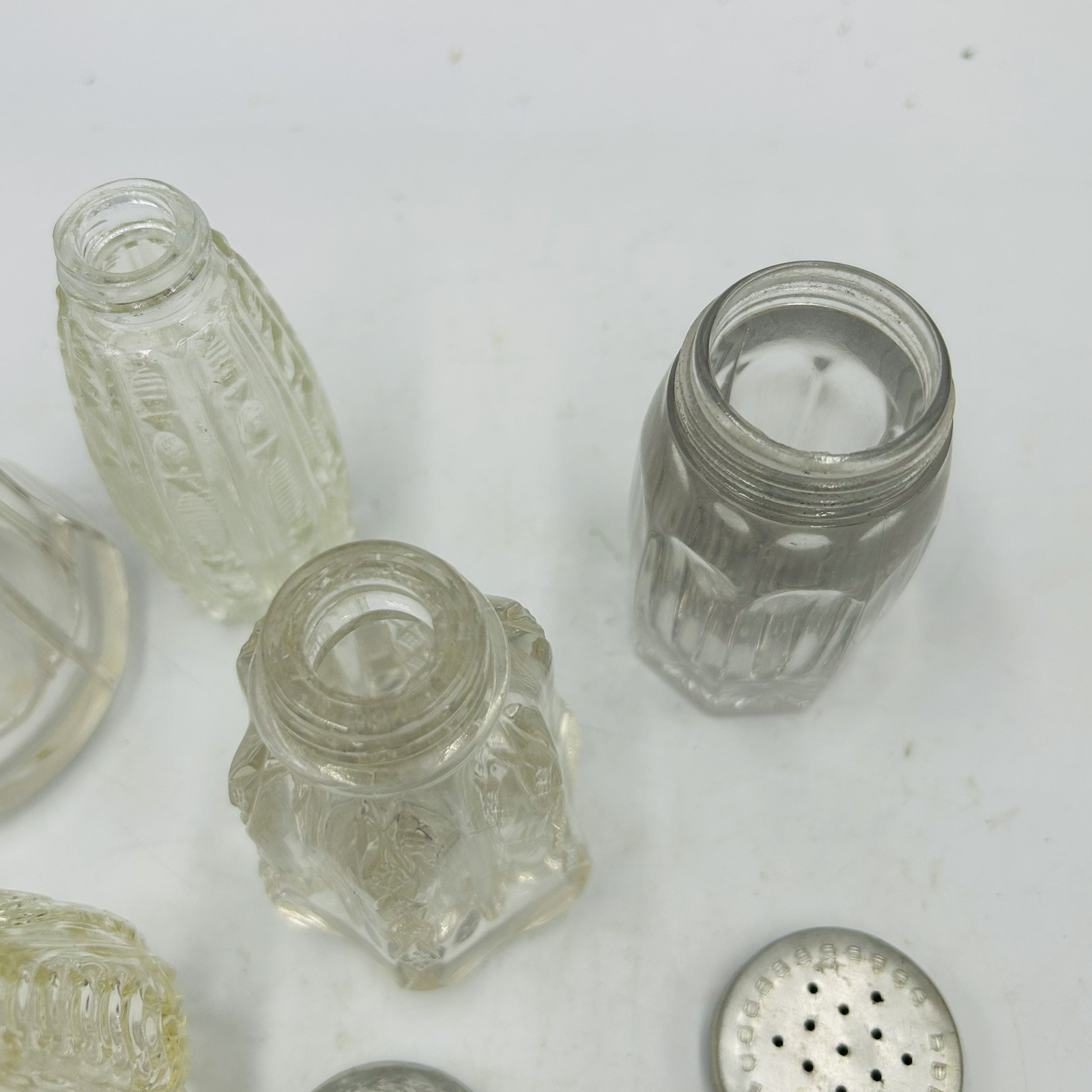 5 Antique Eapg Glass Clear Salt Shaker Mixed Lot