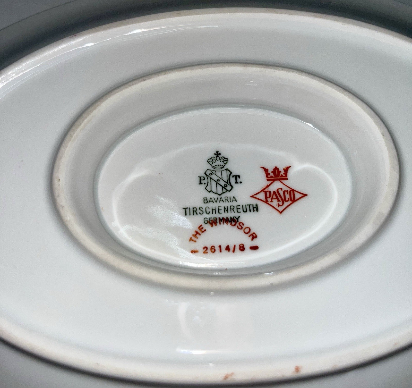 Vintage Tirschenreuth Bavaria The Windsor 8” Bowl w/Saucer White Gold Trim
