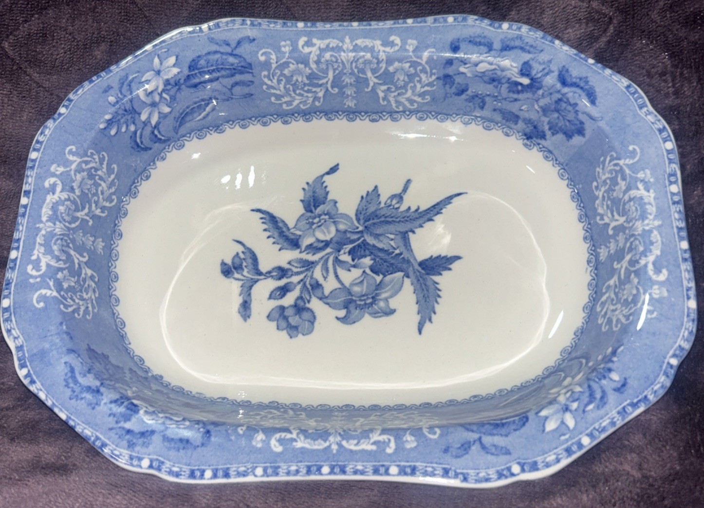 Vintage Copeland Spode Blue Camilla Rectangular 9.75” x 7.25” Serving Bowl