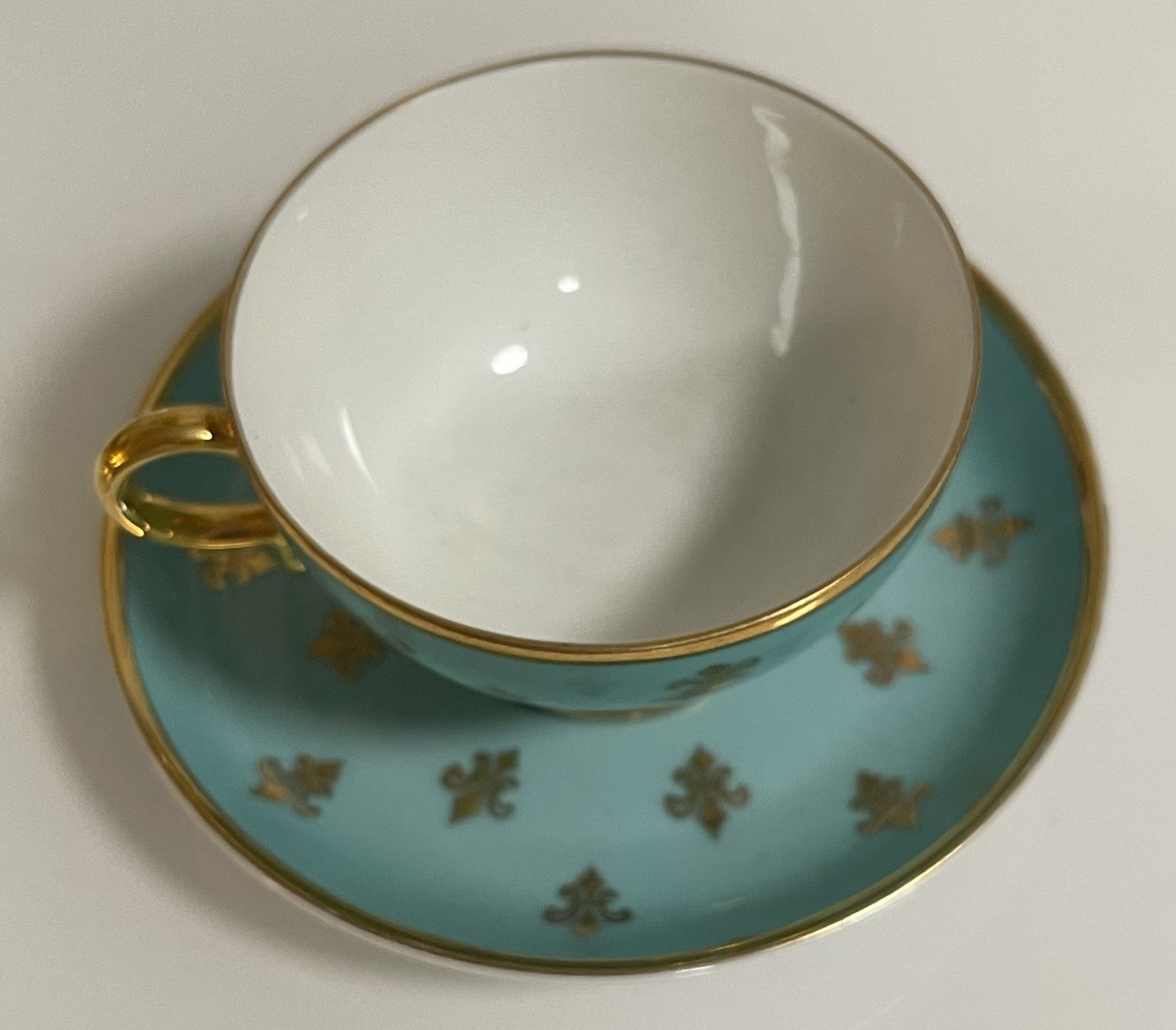 Bavaria Fleur-de-Lis Blue Gold Porcelain Tea Cup & Saucer Set Germany