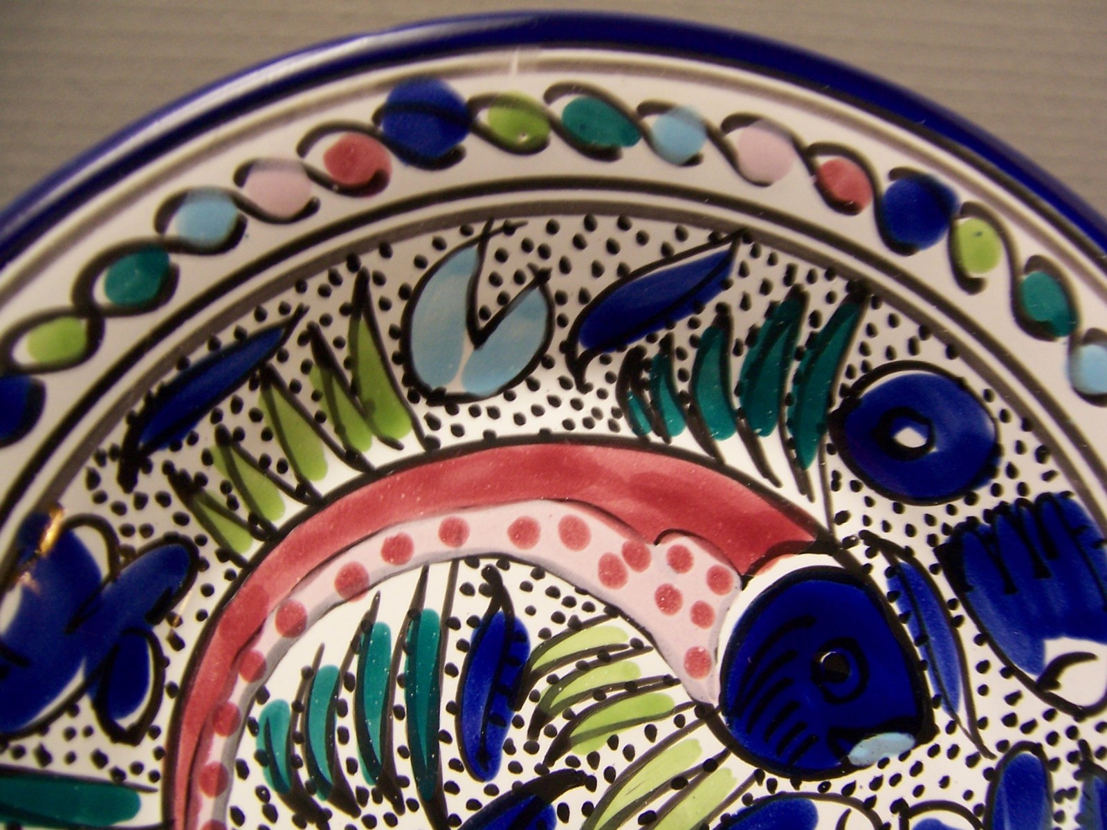 Le Souk Ceramique Fish 4 Pasta Bowls (9”) Soup Salad Hand Painted Tunisia NICE