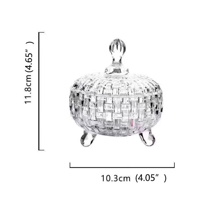 Candy Jar with Lid Crystal Glass Candy Storage Weave Design Candy Dish Bowl f…