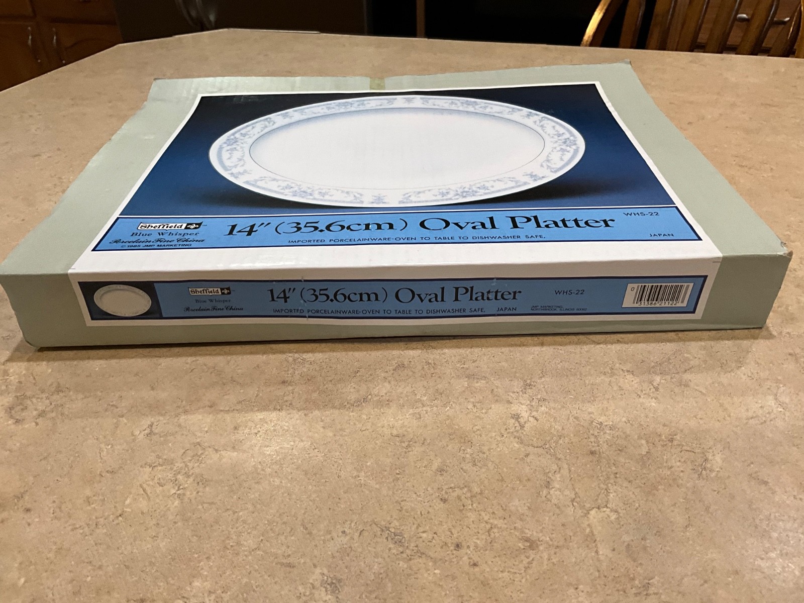 VINTAGE-1985 New in Box Sheffield Blue Whisper 14” Oval Serving Platter