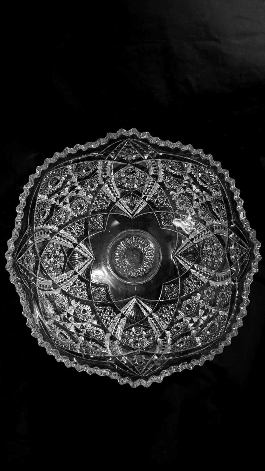 Antique ABP Cut Glass Centerpiece Bowl 13″ Huge Heavy 10lb Hobstar Crystal