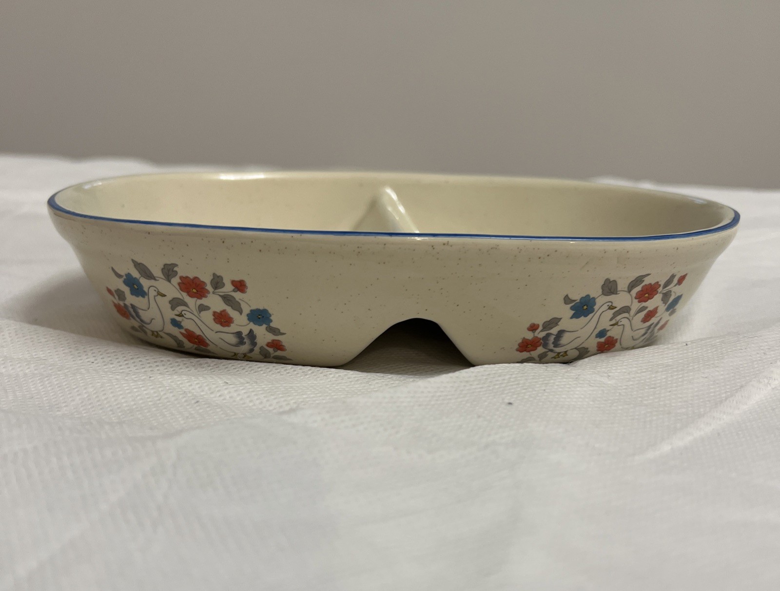 Vintage 80s 90s Divided Geese Split Baking Dish Country Collection CollectorRare