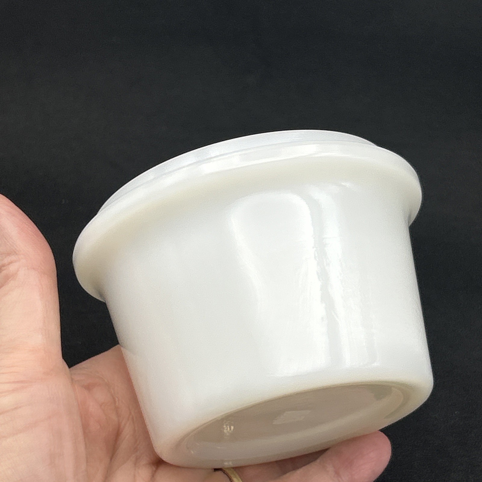 Vintage White Milk Gass Hazel-Atlas “Drippings” Covered Jar 1936 RARE