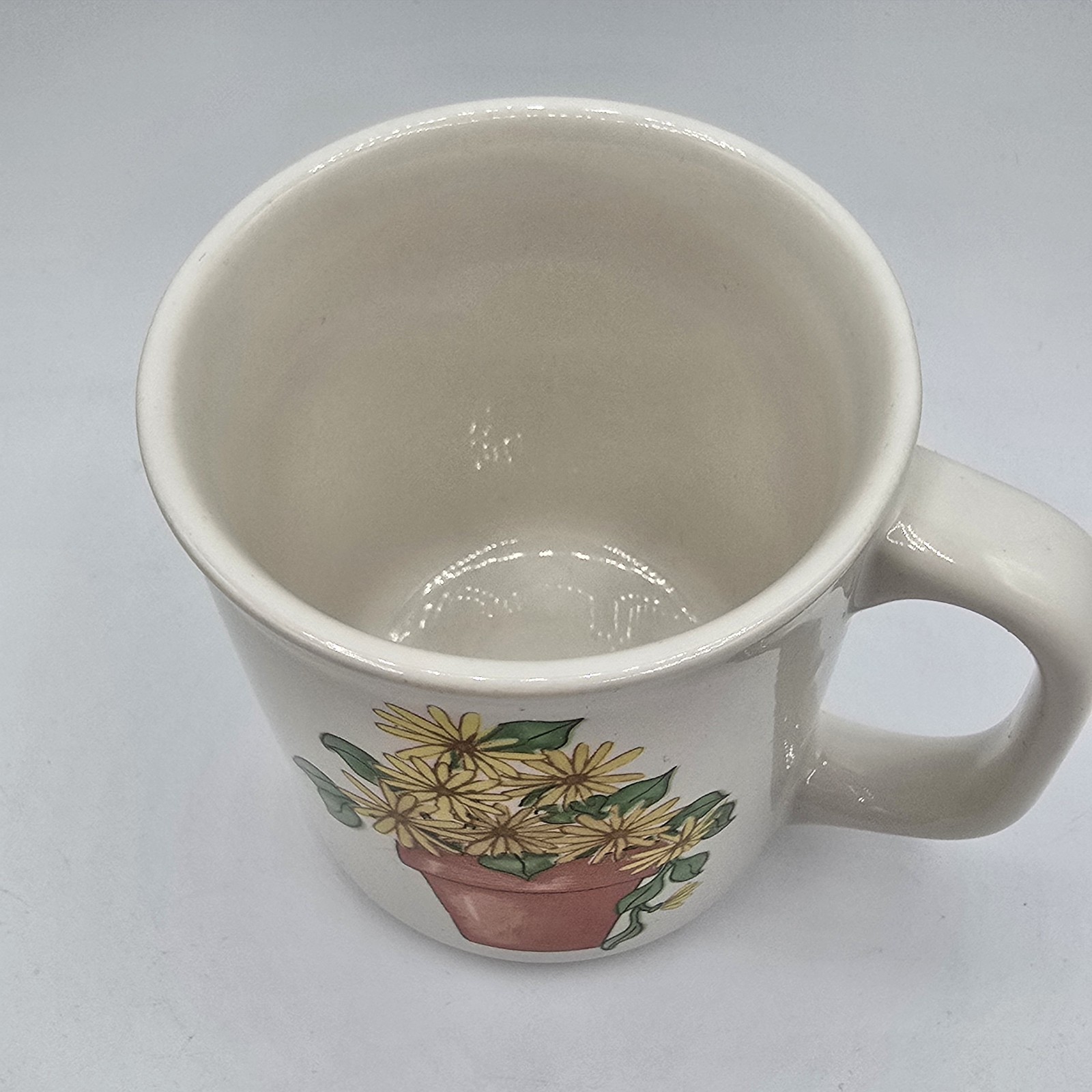 Yellow Daisy Garden Planter Coffee Cup Mug Vtg 1985 H.O.L. Botanical Floral