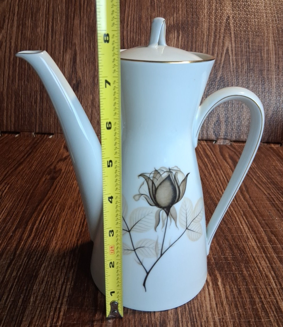 Rosenthal Porcelain Set Teapot Tea Pot Creamer Sugar Bowl Shadow Rose Vintage
