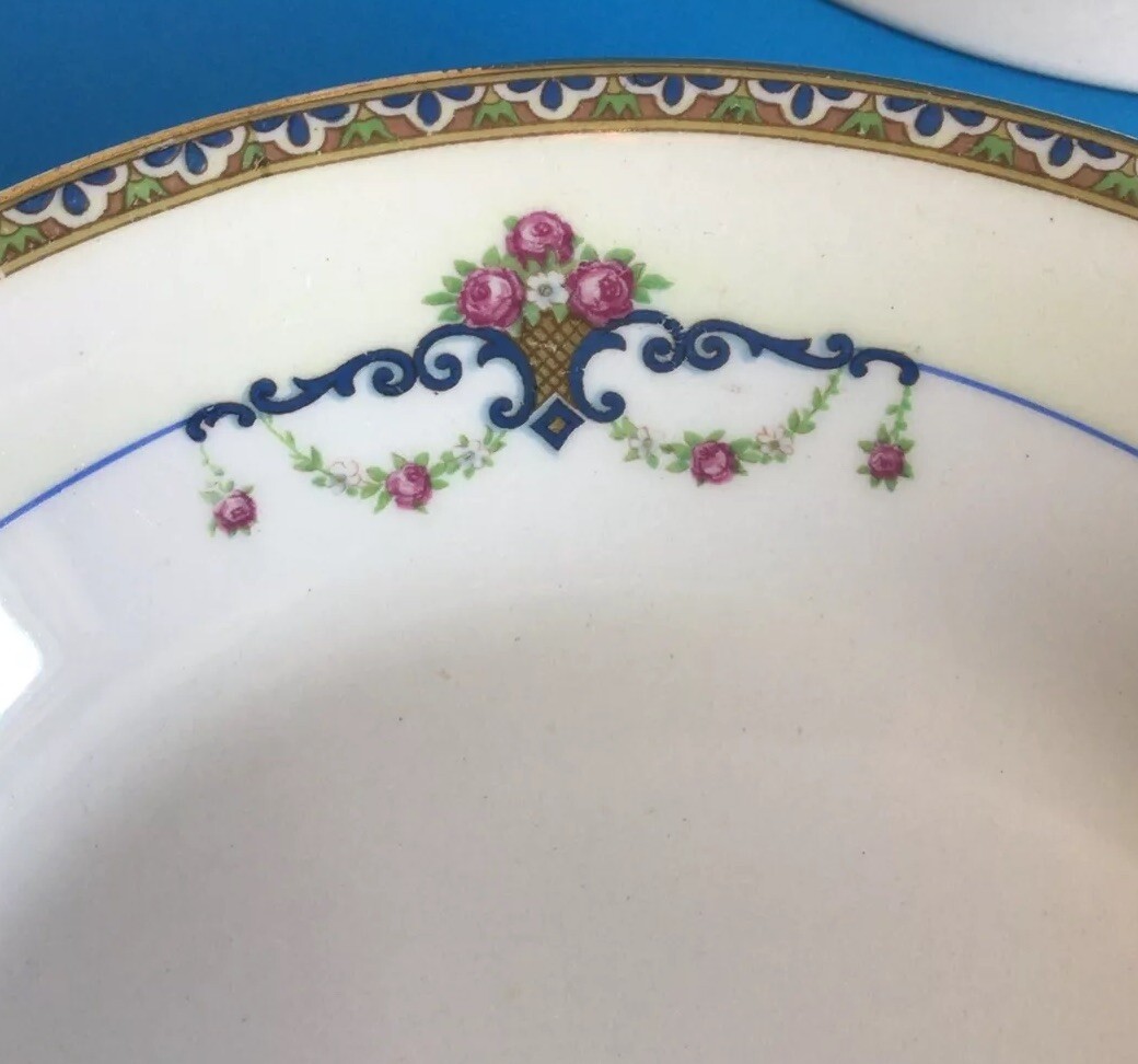 Set-4 Antique Cleveland China Tokio Fruit Dessert Bowl Roses Gold Trim 6 1/8″