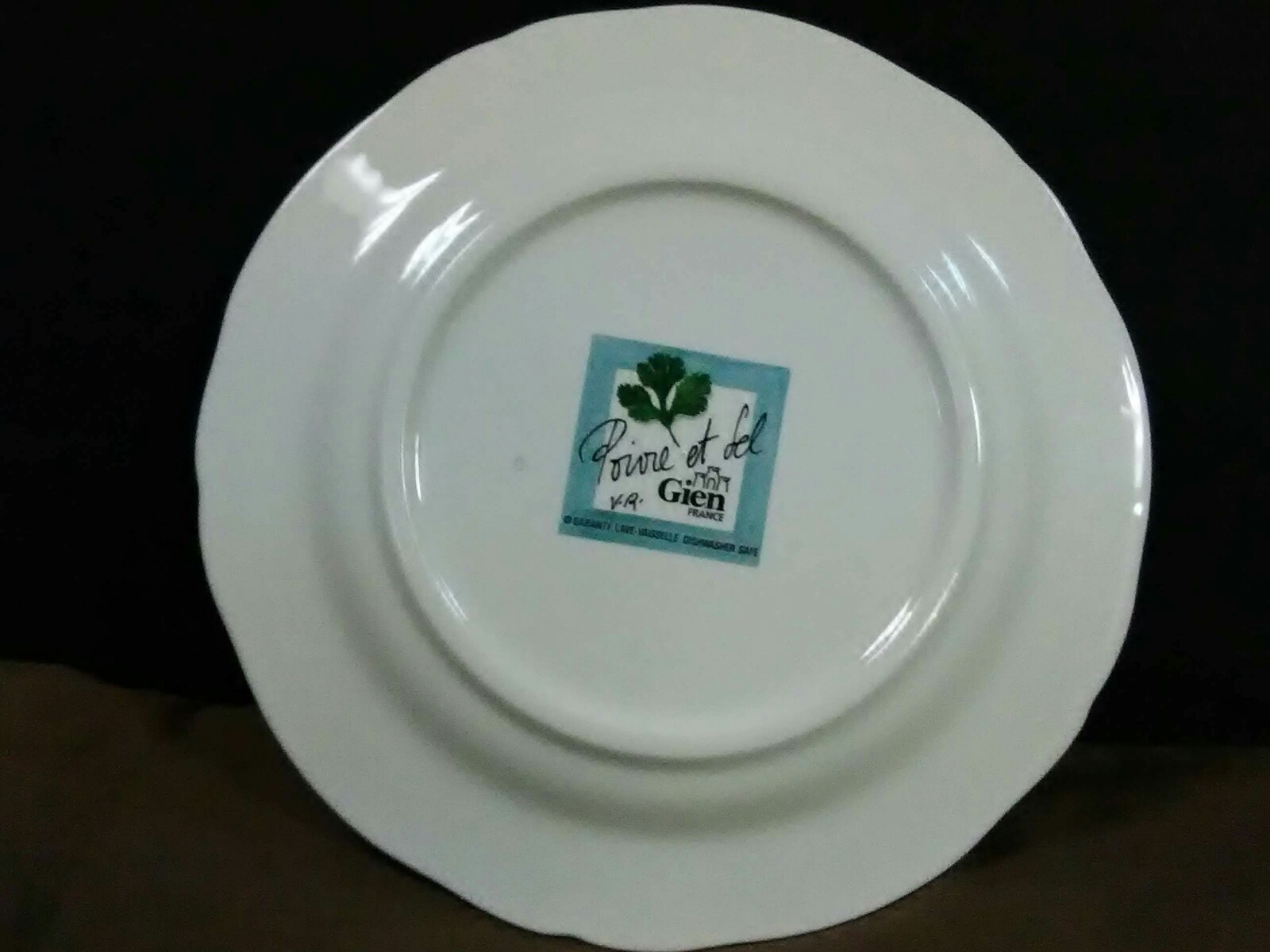 Vtg.Gien Poivre et Sel France Turquoise Border Red Pepper w/Shallots Salad Plate