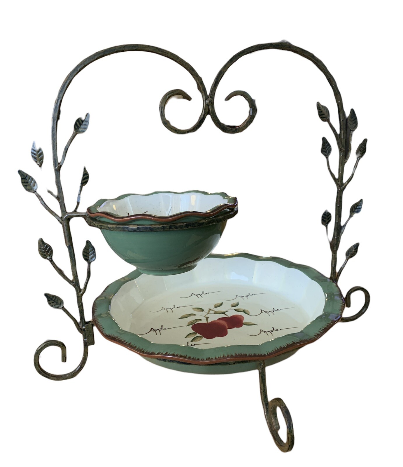 Home Interiors Apple Orchard Collection Dip And Chips Iron Tier Display Stand