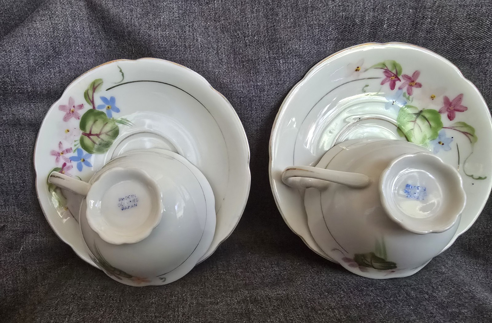 Vintage Floral Tea for Two ~ 4 pc Set Cups and Saucers Made in Occupied Japan