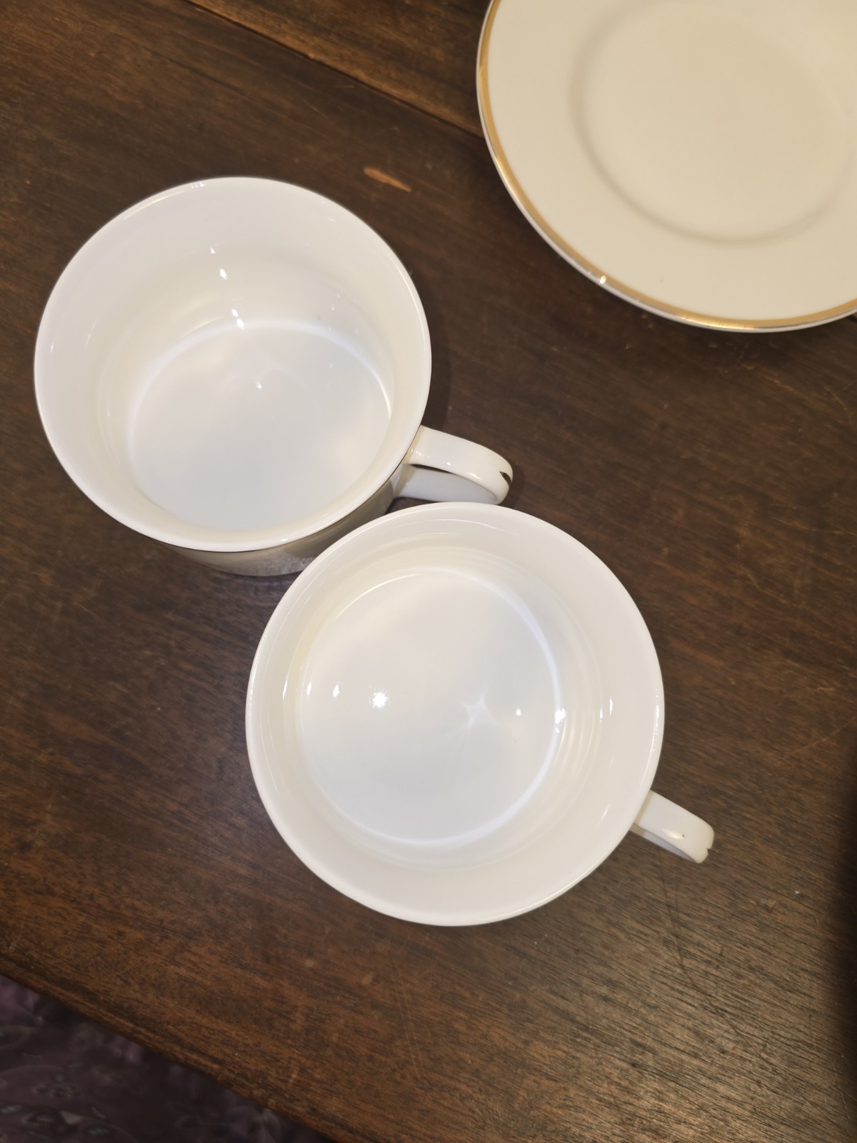 Set Of 12pc Farberware Elegance Gold White W/Gold Trim 6 Teacups & 6 Saucers