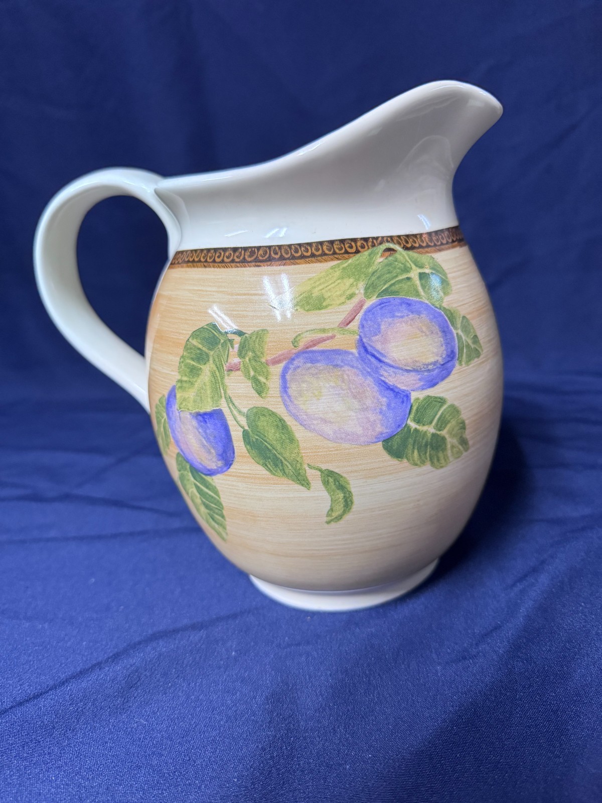 Vintage Jay Imports Pear and Plums Fruit Pitcher