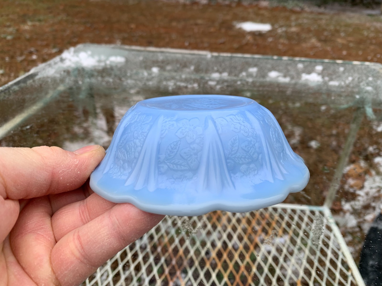 Cherry Blossom 4.75″ Bowl Delphite Blue Jeannette Glass 1930-39 Depression Glass